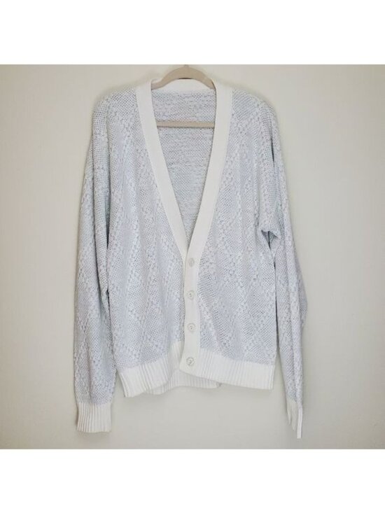 Vintage Sweaters - Vintage multi colored geometric knit cardigan